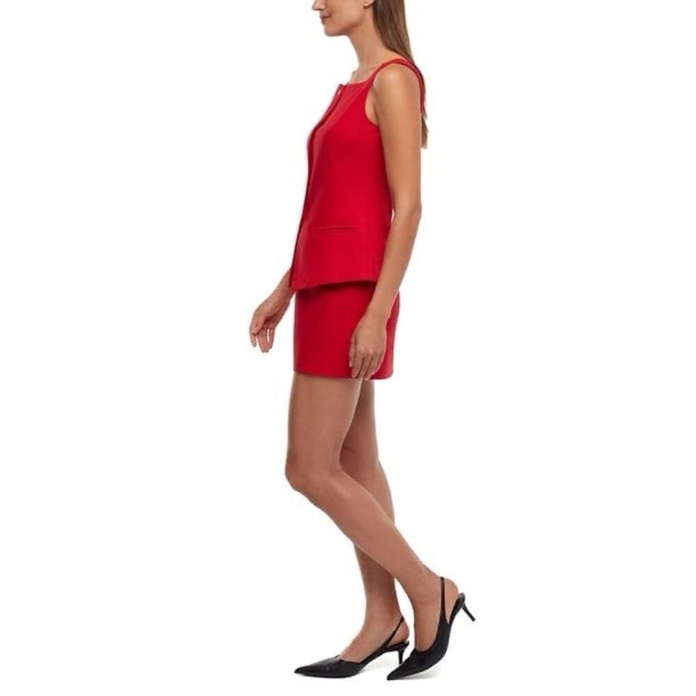 Express Women's Linen Blend Button-Up Tank Top Size M Red (Skirt Available) - Picture 3 of 7